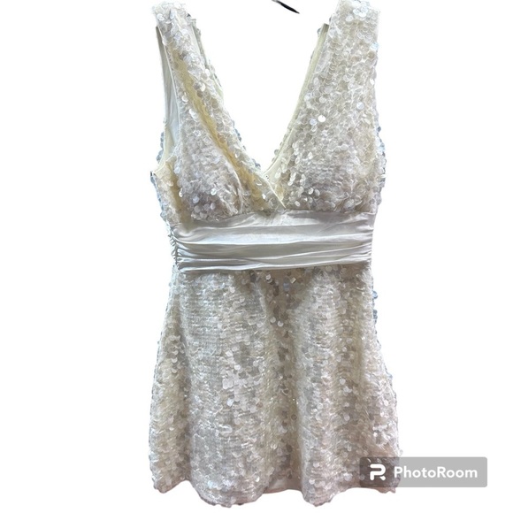 Forever 21 Dresses & Skirts - PROM MINI DRESS TWENTYONE 21 MINI CREAM SEQUIN TULLE DRESS  SZ SMALL